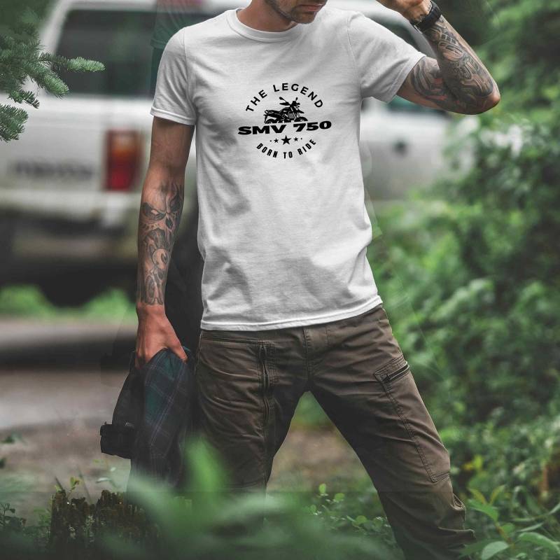 T-Shirt - Smv 750 Dorsoduro , Born To Ride, The Legend, Aprilia & Motorrad Fans, Supermoto, Geschenk Für Biker Und Motorradfahrer von Loomley