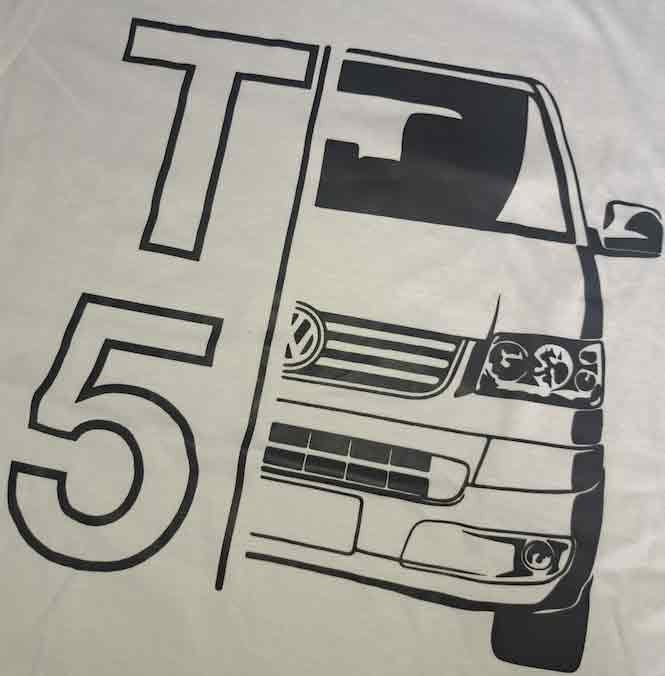 T-Shirt - T5, Einzelstück, Größe M, Typ 7H/7E, Multivan, Caravelle, Transporter, Geschenk Für Petrolheads von Loomley
