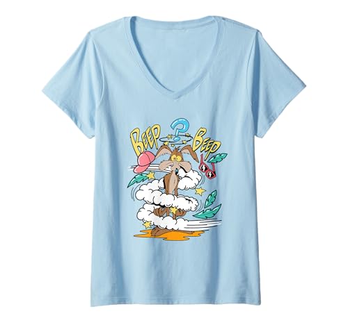 Damen Looney Tunes Wile E. Coyote Beep Beep T-Shirt mit V-Ausschnitt von Looney Tunes