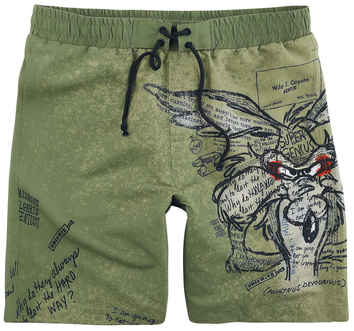 Looney Tunes Badeshort - Coyote - S bis XXL - für Männer - Größe S - oliv  - EMP exklusives Merchandise! von Looney Tunes