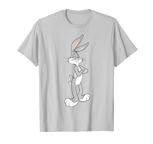 Looney Tunes Bugs Bunny Cross Arms Pose T-Shirt - Herren - Silber - S - Kurzarm - Klassische Passform - 100% Baumwolle - Cartoon T-Shirt - Kreuzarm-Design von LOONEY TUNES