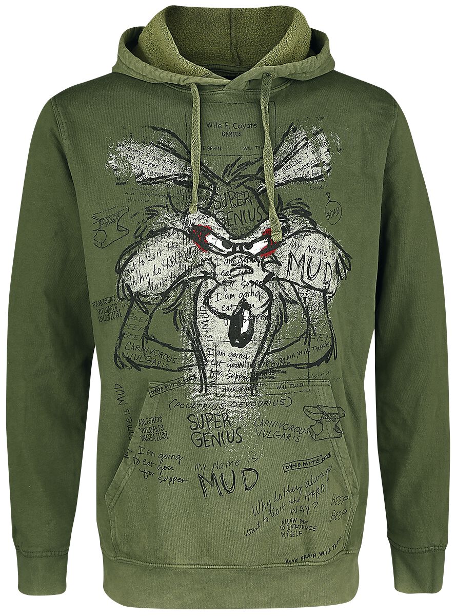 Looney Tunes Kapuzenpullover - Wile E. Coyote - Genius - S bis XXL - für Männer - Größe L - grün  - EMP exklusives Merchandise! von Looney Tunes