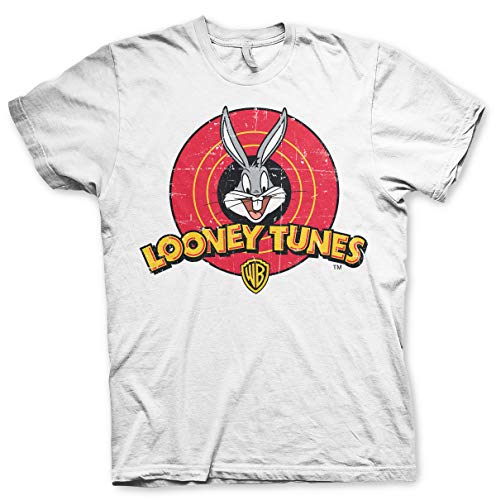 Looney Tunes Offizielles Lizenzprodukt Distressed Logo Herren T-Shirt Groß & Hoch Herren T-Shirt (Weiß), 5XL von Looney Tunes