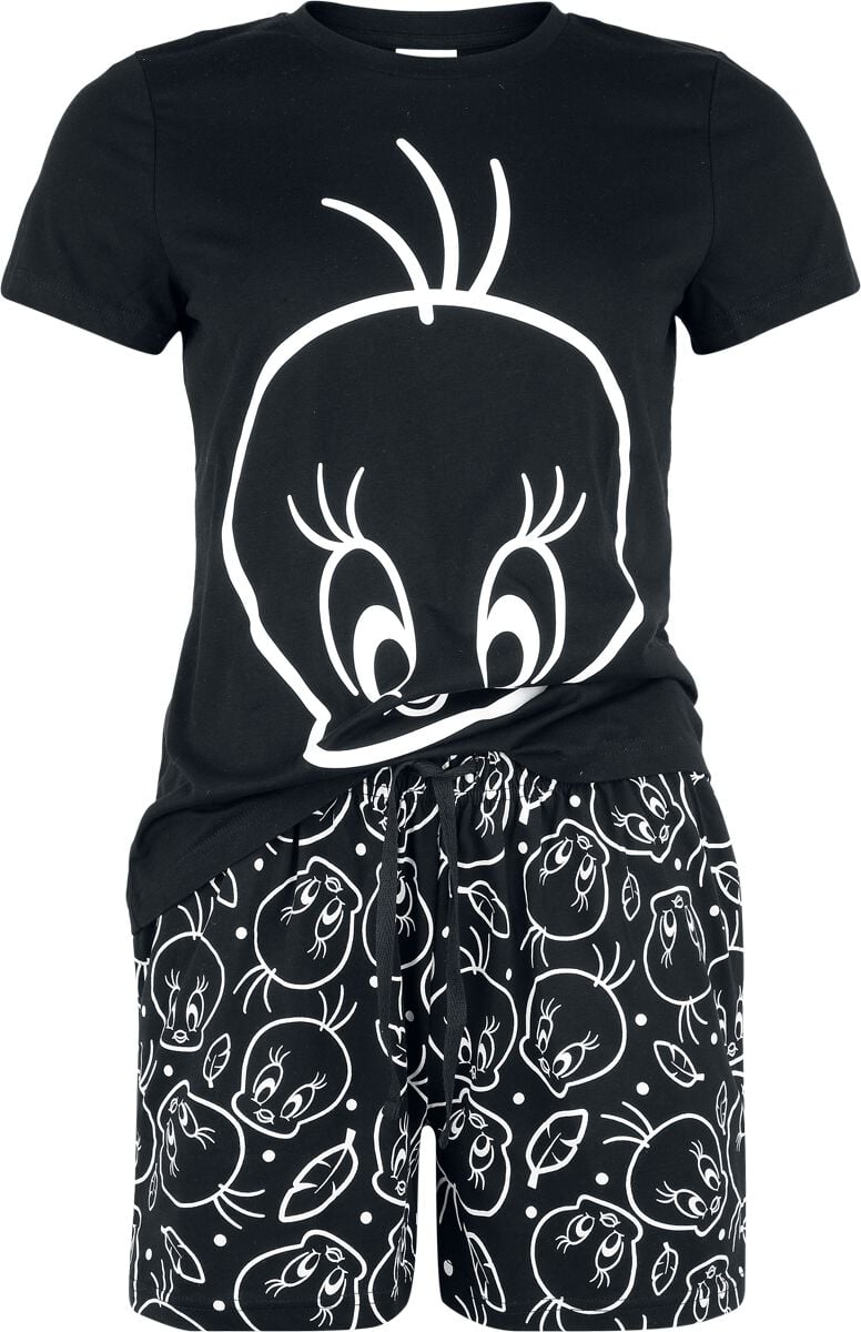Looney Tunes Schlafanzug - Tweety Outlines - S bis XXL - für Damen - Größe L - schwarz  - EMP exklusives Merchandise! von Looney Tunes