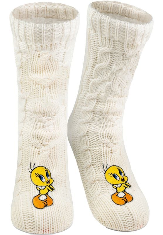 Looney Tunes Socken - Tweety - EU 35-38 - für Damen - Größe EU 35-38 - weiß  - Lizenzierter Fanartikel von Looney Tunes