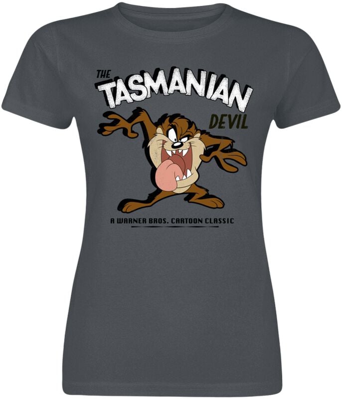 Looney Tunes T-Shirt - The Tasmanian Devil - XXL - für Damen - Größe XXL - dunkelgrau  - Lizenzierter Fanartikel von Looney Tunes