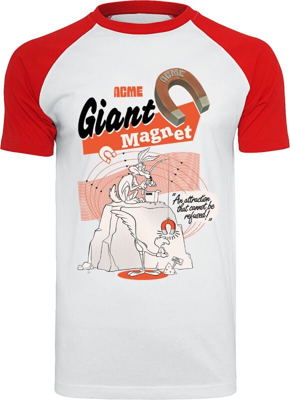 Looney Tunes T-Shirt - Wile E Coyote - Giant Magnet - XXL - für Männer - Größe XXL - rot/weiß  - Lizenzierter Fanartikel von Looney Tunes