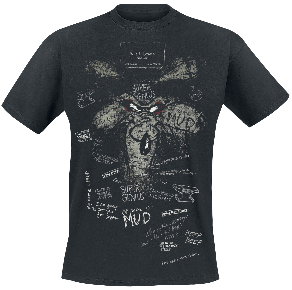 Looney Tunes T-Shirt - Wile E. Coyote - Inner Thoughts GITD - S bis 4XL - für Männer - Größe M - schwarz  - EMP exklusives Merchandise! von Looney Tunes