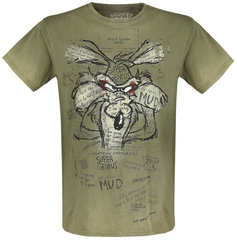 Looney Tunes T-Shirt - Wile E. Coyote - Inner Thoughts - S bis 4XL - für Männer - Größe XXL - khaki  - EMP exklusives Merchandise! von Looney Tunes