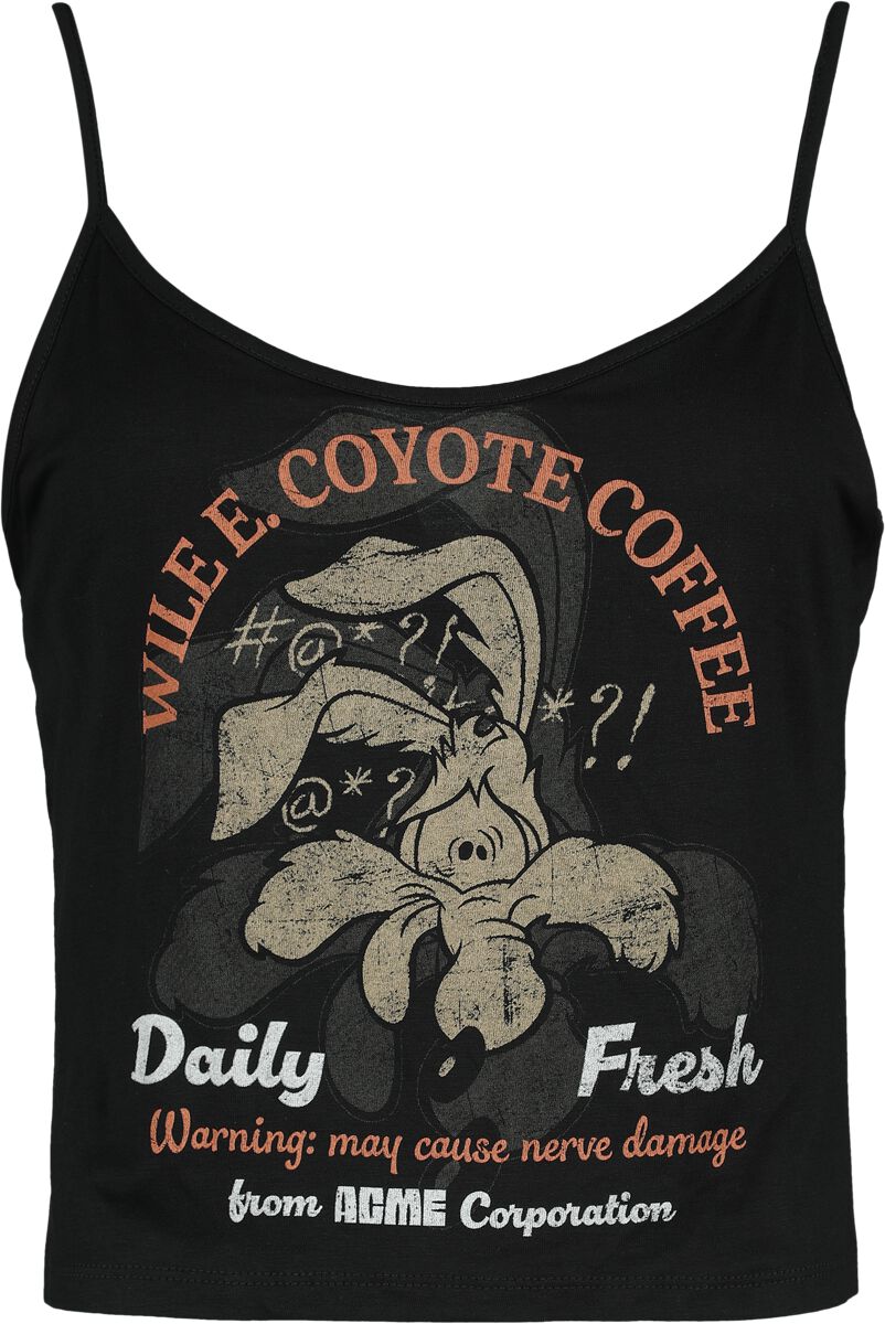 Looney Tunes Top - Coyote - Coffee - S bis 3XL - für Damen - Größe L - schwarz  - EMP exklusives Merchandise! von Looney Tunes