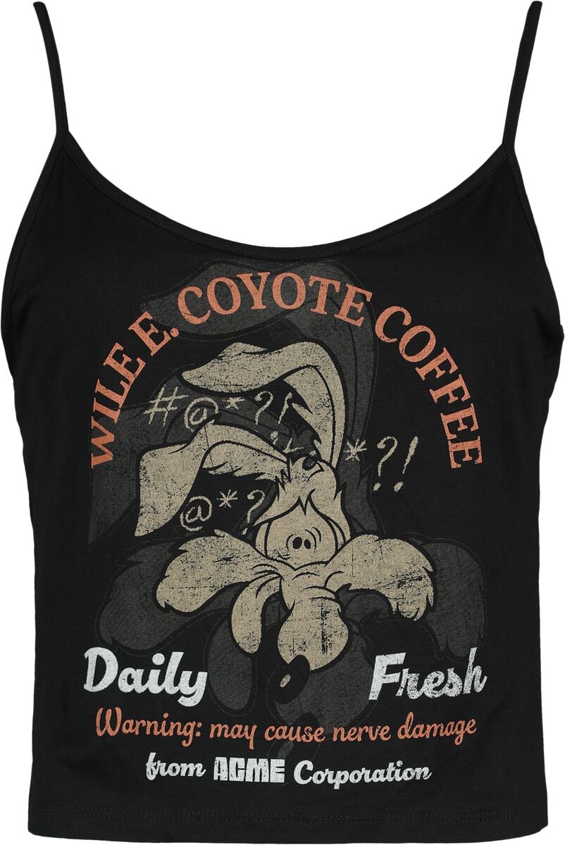 Looney Tunes Top - Coyote - Coffee - S bis 3XL - für Damen - Größe M - schwarz  - EMP exklusives Merchandise! von Looney Tunes