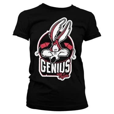 Offizielles Lizenzprodukt Wile E. Coyote - Genius Damen T-Shirt (Schwarz), X-Large von Looney Tunes