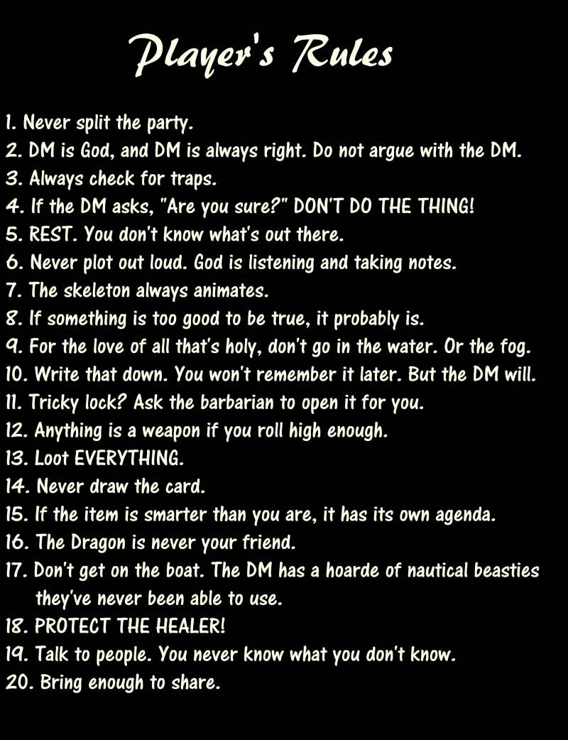 D&d - Spielerregeln von LoonyMoonyProds