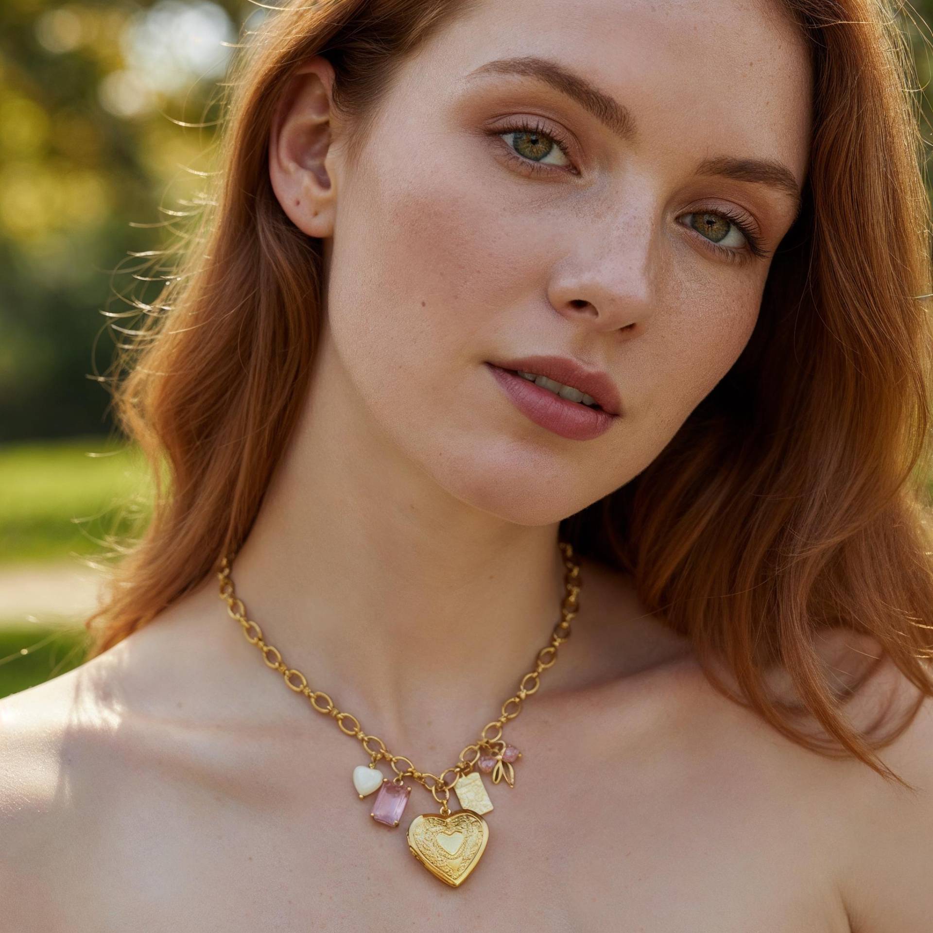 Chloé Charm Halskette, Medaillon Halskette Herz, 18 Karat Vergoldet Mit Edelstahl, Wasserfest Und Nickelfrei, Perlmuttherz, Rosa Zirkonia von LoonyYouStudio