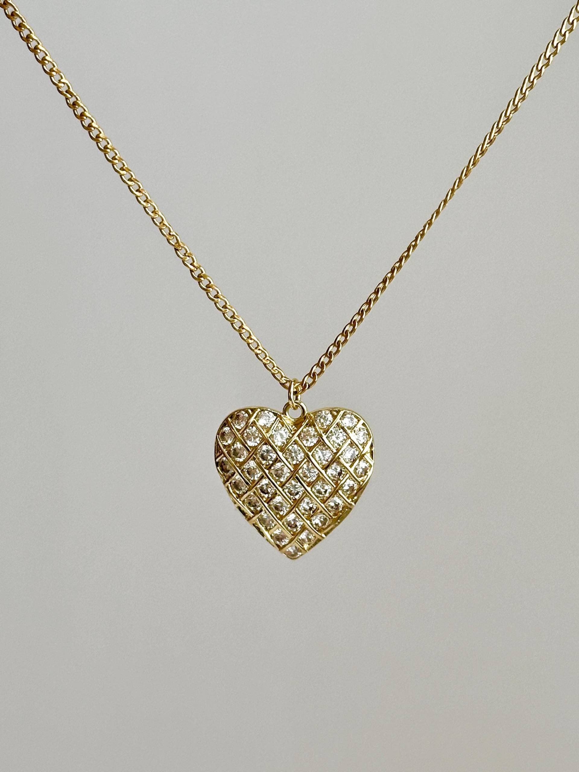 Harriet Halskette - Vergoldete Herz-Halskette Mit Zirkonia Funkelnder Anhänger Im Gitterdesign, Eleganter Schmuck Für Damen, Geschenkidee von LoonyYouStudio