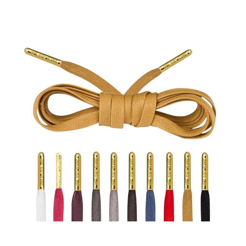 Luxus Flache Gewachste Schnürsenkel Mit Goldenen Metall Spitzen Von Loop King Laces von LoopKingLaces