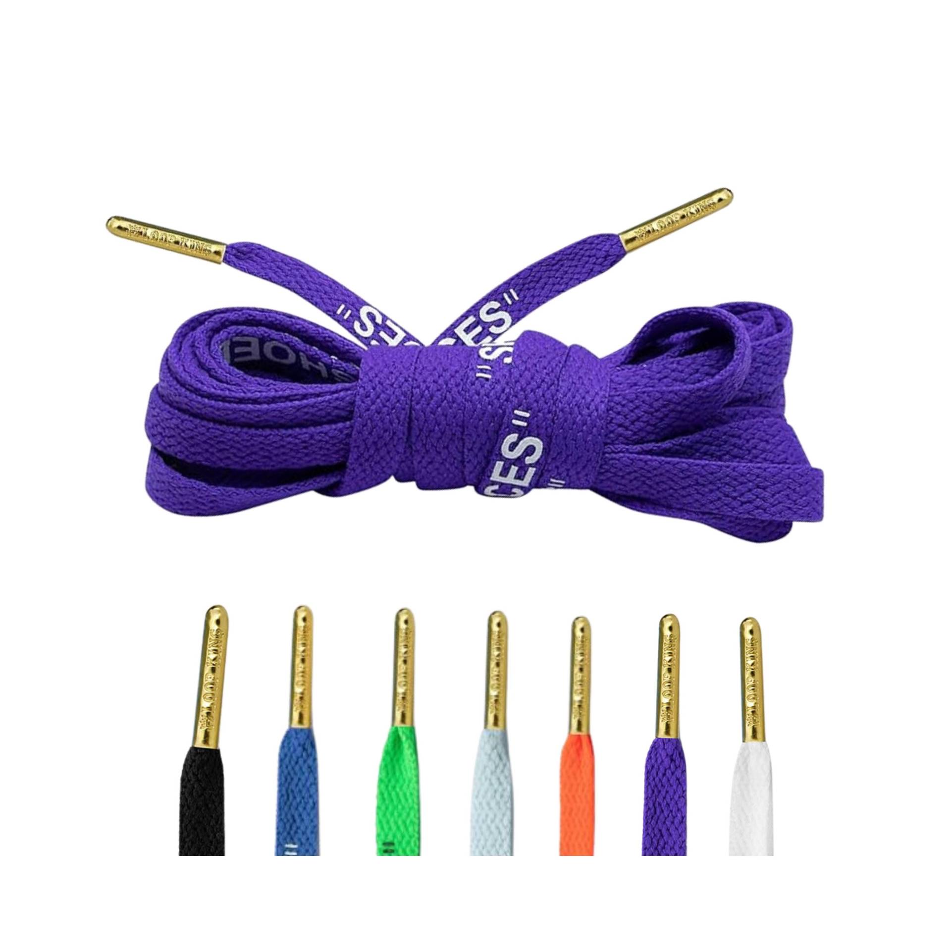 Off-White "Shoelaces" Style in Lila Mit Gold Metalltips Von Loop King Laces von LoopKingLaces