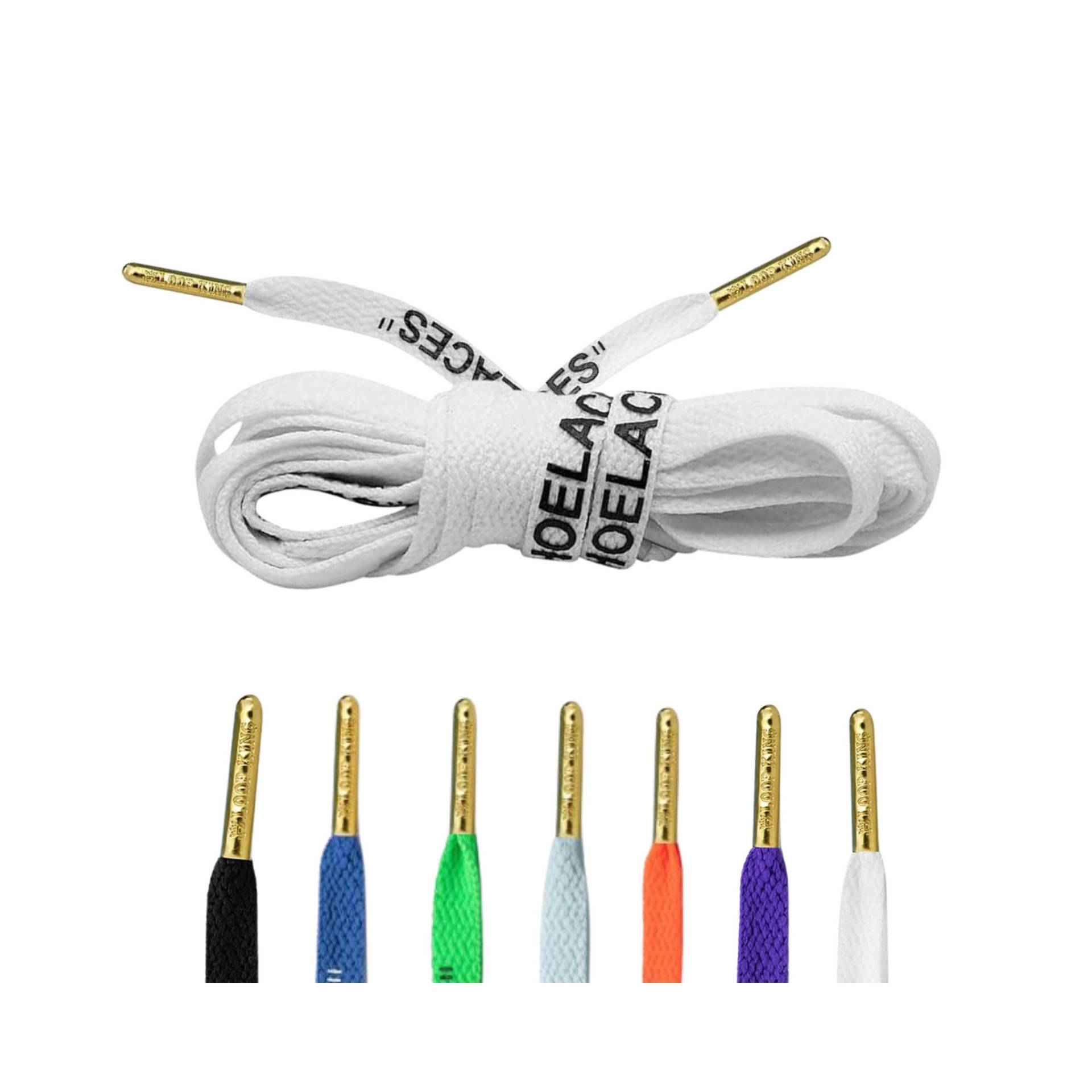"Off-White "Shoelaces" Style in Weiß Mit Gold Metall Spitzen Von Loop King Laces." von LoopKingLaces