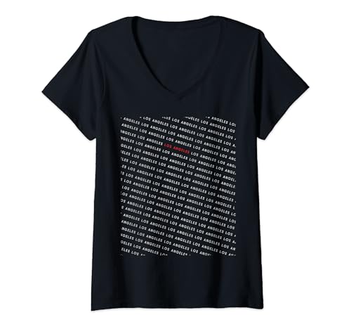 Damen Los-Angeles – Minimalistischer Text mit sich wiederholender Text, USA Lover T-Shirt mit V-Ausschnitt von LoopPrints Minimalist Apparel Gifts