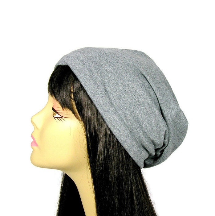 Grau 100% Baumwolle Jersey Knit Slouchy Mütze Benutzerdefinierte Grösse Chemo Cap Haarausfall Hüte Kopfbedeckungen Mützen Leichte Unisex Graue von LooptheLoop