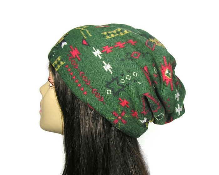 Grüne Azteken-Mütze Strickmütze Herren Beanie Azteken-Slouchy-Hut Wende-Slouchy-Beanie Slouchy-Hut Slouch-Mütze Unisex-Slouch-Mütze von LooptheLoop