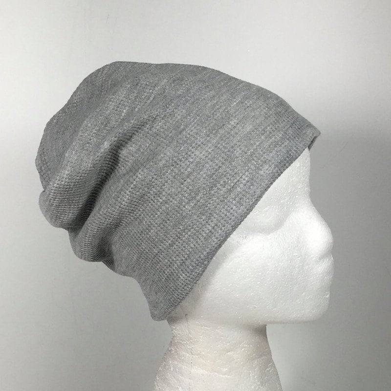 Leichte Waffe Strickmütze Unisex Hellgrau Sondergrösse Wende Slouchy Beanie Herren Waffel Damen Coole Hüte Bequem von LooptheLoop