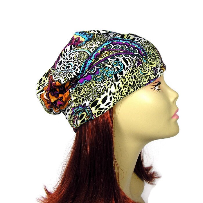 Paisley Print Seidiger Lycra Slouchy Beanie Wende Boho Schwarze Mütze Leichter Slouch Hat Womans Paisley Print Seidiger Lycra Slouchy Beanie Wende Boho Schwarze Mütze Leichter Slouch Hat Womans von LooptheLoop