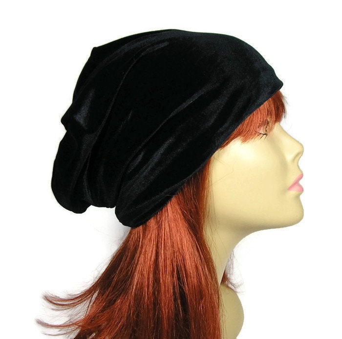 Schwarzer Samt Mütze Sondergrösse Glam Goth Slouchy Beanie Haar Verlust Turban Chemo Hut Frau Schwarzer Samt Mütze Sondergrösse Glam Goth Slouchy Beanie Haar Verlust Turban Chemo Hut Frau von LooptheLoop