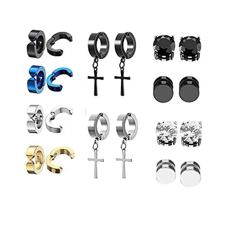 10Pair Herren Edelstahl Ohrringe, Allergiefrei Ohrstecker Stecker Ohrschmuck, Runde Ohrstecker Ohrschmuck Piercing Ohr für Männer Und Dame von Loopunk