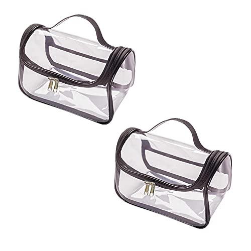 Kosmetiktasche Transparent,Tasche Transparent, 2 Stück Kulturbeutel Transparent, PVC Kosmetiktasche Wasserdicht, Tragbare Make-Up Tasche für Reise Toilettenartikel Frauen Männer und Frauen von Loopunk