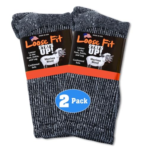 Loose Fit Stays Up Marled Merino Wool Herren- und Damensocken 2er Pack - Schwarz - Small Loose Fit Stays Up Marled Merino Wool Herren- und Damensocken 2er Pack - Schwarz - Small von Loose Fit Stays Up