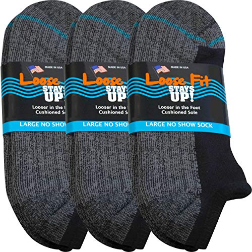 Socken mit lockerer Passform (3 Stück) - Schwarz - Large von Loose Fit Stays Up!