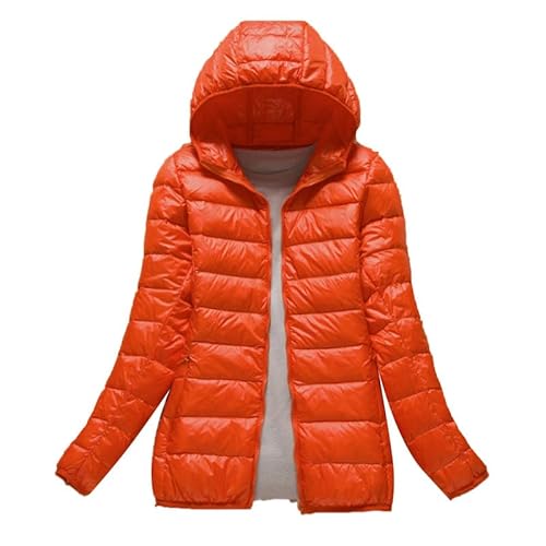 LooshienEU Leichte Damen mit Kapuze Daunenjacken Leichte Daunenjacke Gepolsterte Jacken Leichte Jacke Mantel Daunenjacke Ultraleicht Schwere Steppjacken Winter Damen Winterjacken, Orange, L von LooshienEU