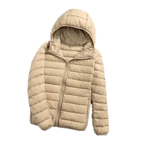 LooshienEU Leichte Damen mit Kapuze Daunenjacken Leichte Daunenjacke Gepolsterte Jacken Leichte Jacke Mantel Daunenjacke Ultraleicht Schwere Steppjacken Winter Damen Winterjacken, beige, L von LooshienEU