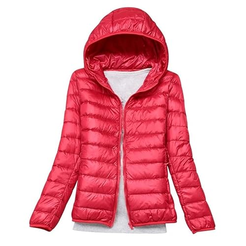 LooshienEU Leichte Damen mit Kapuze Daunenjacken Leichte Daunenjacke Gepolsterte Jacken Leichte Jacke Mantel Daunenjacke Ultraleicht Schwere Steppjacken Winter Damen Winterjacken, rot, L von LooshienEU