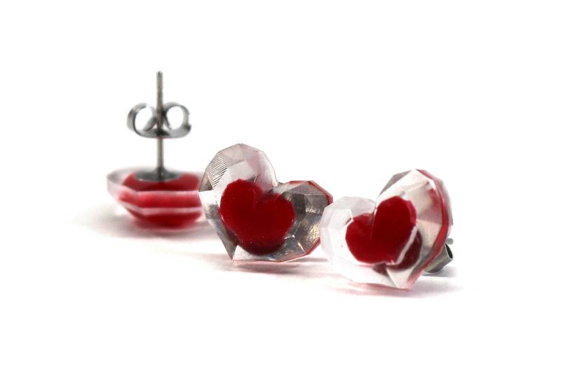 Zelda Heart Container Ohrringe Glow in The Dark, Edelstahl Erg1 von LootCaveCo