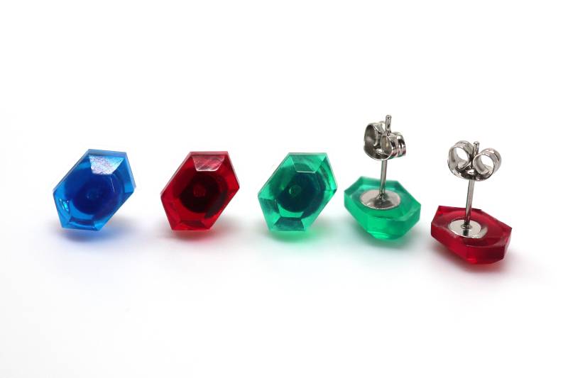 Zelda Rupie Ohrringe Edelstahl Ohrstecker, Breath Of The Wilds Geschenk Erg1 von LootCaveCo