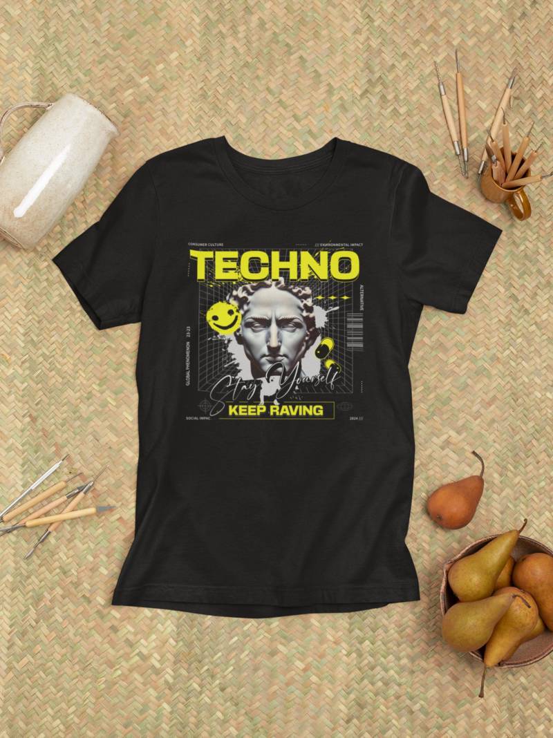 Techno T-Shirt Keep Raving | Rave Shirt Für Männer & Frauen Festival Outfit Berlin Streetwear Edm Dj Party von LootFactory