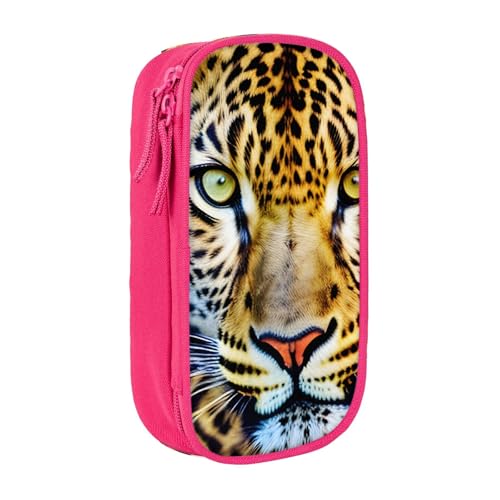 Federmäppchen mit Leopardenmuster, Aufbewahrungstasche, großes Fassungsvermögen, tragbare Büro-Stifttasche mit Reißverschluss, Gelb von Lootpe