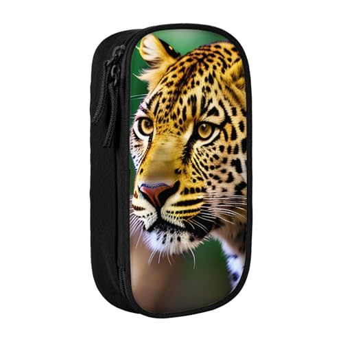 Federmäppchen mit Leopardenmuster, Aufbewahrungstasche, großes Fassungsvermögen, tragbare Büro-Stifttasche mit Reißverschluss, Gelb von Lootpe