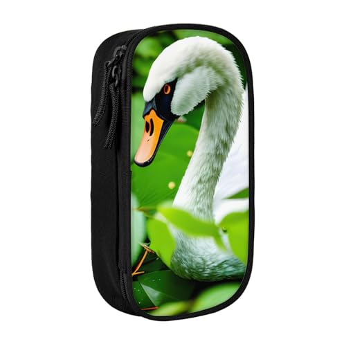 Federmäppchen mit Schwanenblättern, Aufbewahrungstasche, großes Fassungsvermögen, tragbare Büro-Stifttasche mit Reißverschluss von Lootpe