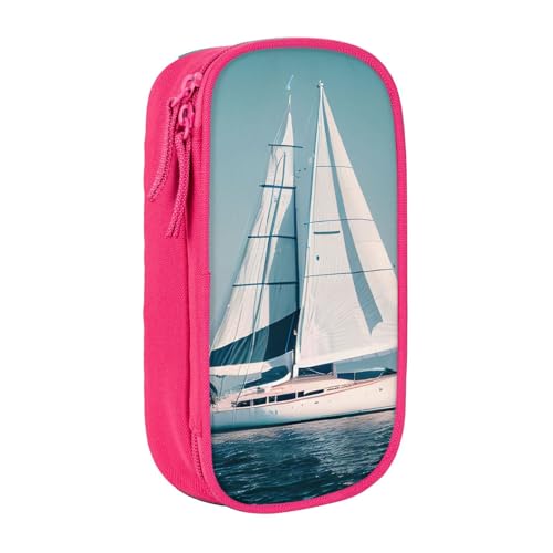 Federmäppchen mit Segelboot-Schiff, Querformat, Aufbewahrungstasche, großes Fassungsvermögen, tragbare Büro-Stifttasche mit Reißverschluss von Lootpe