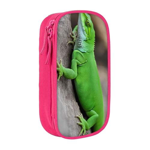 Federmäppchen mit grünem Eidechsenmuster, Aufbewahrungstasche, großes Fassungsvermögen, tragbare Büro-Stifttasche mit Reißverschluss von Lootpe