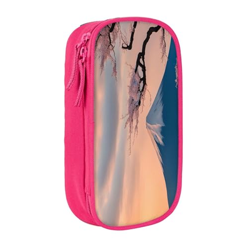 Federmäppchen mit japanischem Fuji-Landschaftsdruck, Aufbewahrungstasche, großes Fassungsvermögen, tragbare Büro-Stifttasche mit Reißverschluss von Lootpe