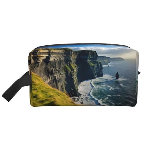 Ireland Outdoors County Clare The Cliffs Make-up-Tasche, tragbare Reise-Make-up-Tasche, Kulturbeutel, große Make-up-Tasche für Damen von Lootpe
