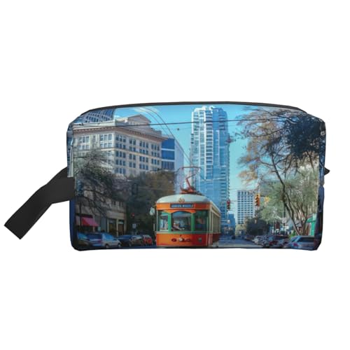 Lootpe Austin Make-up-Tasche mit Texas-Druck, tragbare Reise-Make-up-Tasche, Kulturbeutel, große Make-up-Tasche für Damen von Lootpe