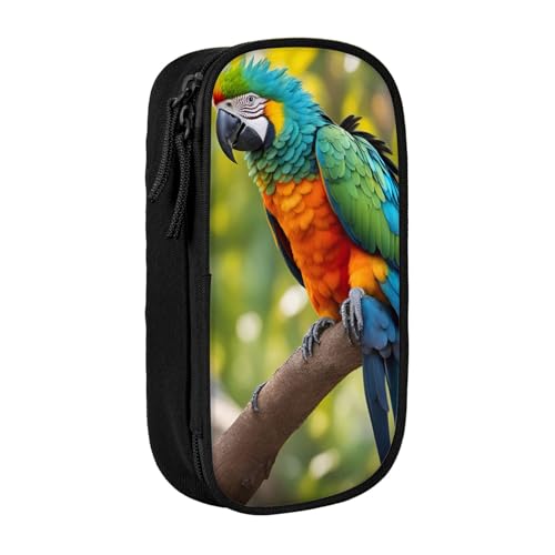 Lootpe Fantastisches Federmäppchen mit Papageienfeder-Druck, Aufbewahrungstasche, großes Fassungsvermögen, tragbare Büro-Stifttasche mit Reißverschluss von Lootpe