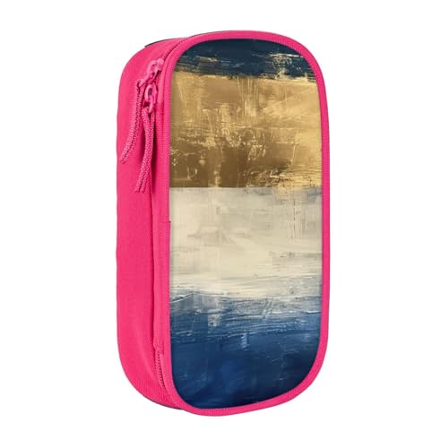 Lootpe Federmäppchen, Aufbewahrungstasche, großes Fassungsvermögen, tragbar, Büro-Stifttasche mit Reißverschluss, goldfarben / Blau / Weiß von Lootpe