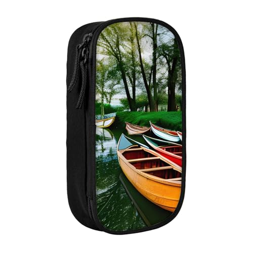 Lootpe Federmäppchen, Motiv: See mit Booten, Kanus, Park, Aufbewahrungstasche, großes Fassungsvermögen, tragbare Büro-Stifttasche mit Reißverschluss von Lootpe