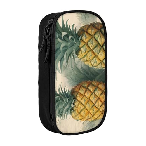 Lootpe Federmäppchen mit Ananas-Druck, Aufbewahrungstasche, großes Fassungsvermögen, tragbare Büro-Stifttasche mit Reißverschluss von Lootpe